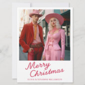 Modern Fun Script Foto Witte Kerst Feestdagenkaart (Voorkant)