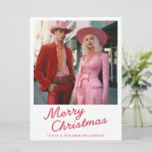 Modern Fun Script Foto Witte Kerst Feestdagenkaart (Staand voorkant)