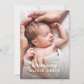 Modern Fun Script Introducing Baby Birth Aankondiging (Voorkant)