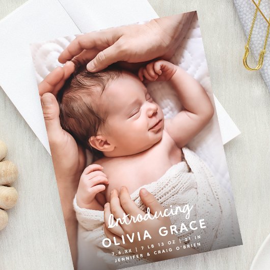 Modern Fun Script Introducing Baby Birth Aankondiging