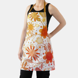 Modern Fun Sinaasappel Bloemen Koken Inspirivity Schort