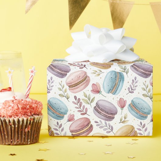 Modern Fun Sweet Macaroons Cadeaupapier (Verjaardagsfeest)