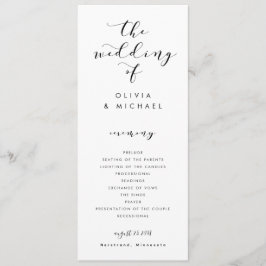 Modern Fun Swirls Calligraphy Wedding Programs Programmakaart