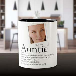 Modern Fun tante Auntie Definition Foto Tweekleurige Koffiemok