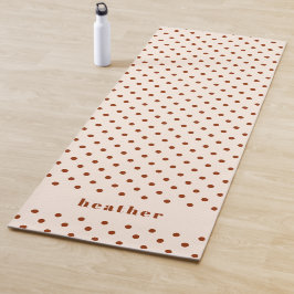 Modern Fun Terracotta Polka Dots Name Yogamat