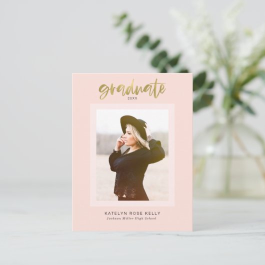 Modern Fun Trendy Afstuderen Foto Aankondiging (Staand voorkant)