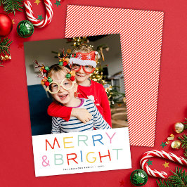 Modern Fun Type Kerstmis Vrolijk & Helder Een Foto Feestdagenkaart
