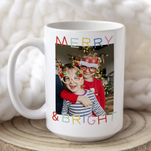 Modern Fun Type Kerstmis Vrolijk & Helder Twee Fot Koffiemok