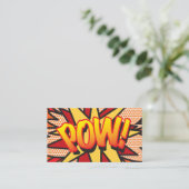Modern Fun Typografisch Stripboek POW Visitekaartje (Staand voorkant)