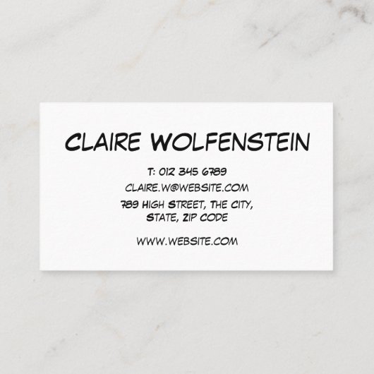 Modern Fun Typographic Comic Book POW Visitekaartje (Achterkant)