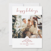 Modern Fun Typography Cherry Red Kerstfoto Feestdagenkaart (Voorkant)