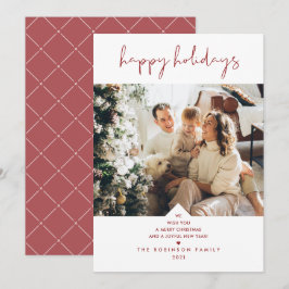 Modern Fun Typography Cherry Red Kerstfoto Feestdagenkaart