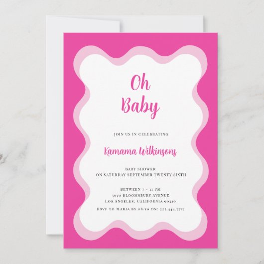 Modern Fun Wavy baby shower Kaart (Voorkant)