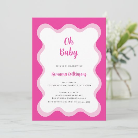 Modern Fun Wavy baby shower Kaart (Staand voorkant)