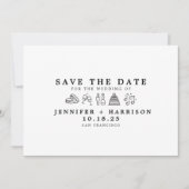 Modern Fun Wedding Icon Save the Date Wedding Kaart (Voorkant)