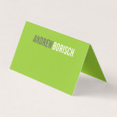 Modern Fun White Lime Green Folded Visitekaartje (Achterkant)