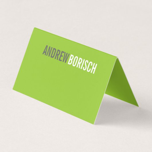 Modern Fun White Lime Green Folded Visitekaartje (Achterkant)