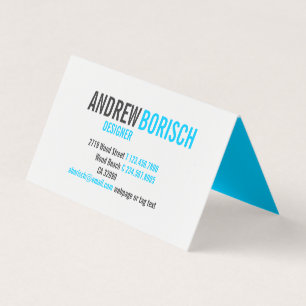 Modern Fun White Vivid Sky Blue vouwt Visitekaartje