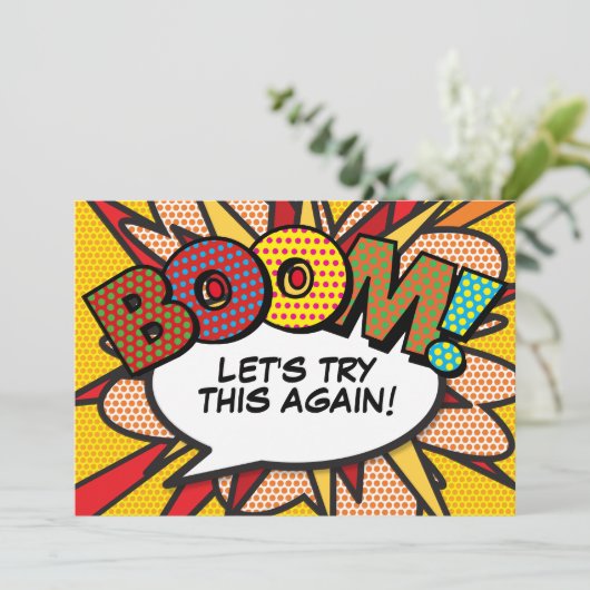 Modern Fun Wijzig de datum Comic Book Pop Art Kaart (Staand voorkant)