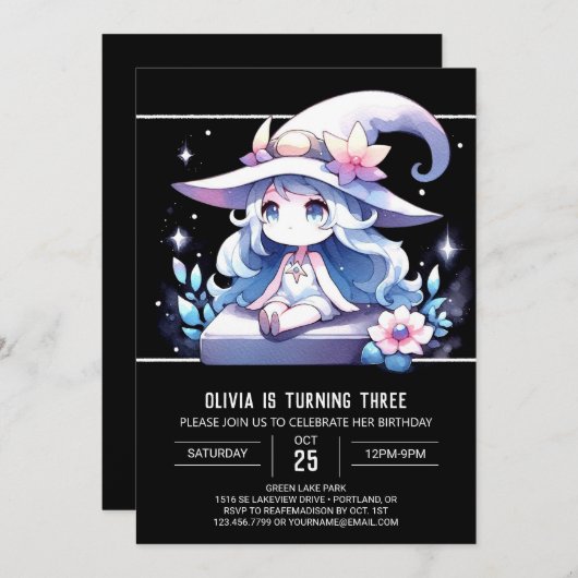 Modern Fun Wizard Verjaardag Kaart (Voorkant / Achterkant)