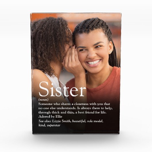 Modern Fun World's Beste Zus Ooit Definitie Fotoblokken (Voorkant)