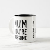 Modern Fun Zwart Wit Beste Moeder Dochter Typo Tweekleurige Koffiemok (Voorkant links)