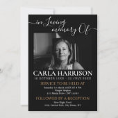 Modern Funeral Black and white Invitation Kaart (Voorkant)
