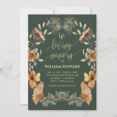 Modern Funeral Celebration of Life Boho Dark Green Kaart (Voorkant)