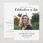 Modern Funeral Celebration of Life Invitation Kaart (Voorkant / Achterkant)