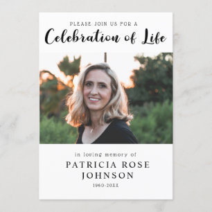 Modern Funeral Celebration of Life Invitation Kaart