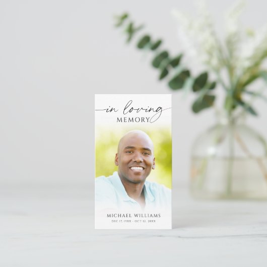 Modern Funeral Cross Photo Memorial Prayer Card Visitekaartje (Staand voorkant)