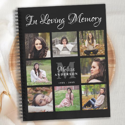 Modern Funeral GuestBook Photo Collage Memorial Notitieboek