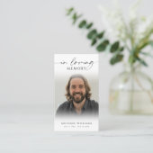 Modern Funeral In Loving Memory Photo Prayer Card Visitekaartje (Staand voorkant)