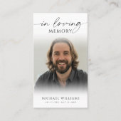 Modern Funeral In Loving Memory Photo Prayer Card Visitekaartje (Voorkant)