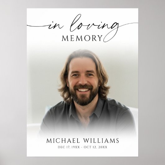 Modern Funeral IN LOVING MEMORY Photo Welcome Sign Poster (Voorkant)