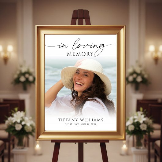 Modern Funeral In Loving Memory Photo Welcome Sign Poster