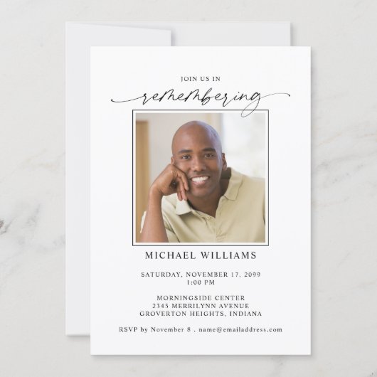 Modern Funeral Memorial Celebration of Life Photo Kaart (Achterkant)