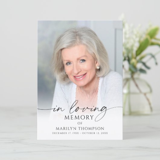 Modern Funeral Memorial Photo In Loving Memory Programmakaart (Staand voorkant)