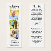 Modern Funeral Memorial Poem 3 Foto Bladwijzer Mini Visitekaartjes (Voorkant /achterkant)