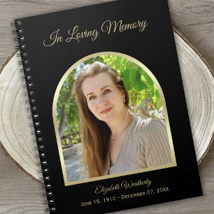 Modern Funeral Memorial Zwart gastenboek Notitieboek