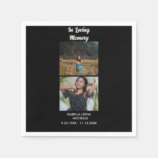 Modern Funeral Personalized 2 Photo Memoria Servet (Voorkant)