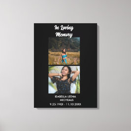 Modern Funeral Personalized 2 Photo Memorial Canvas Afdruk