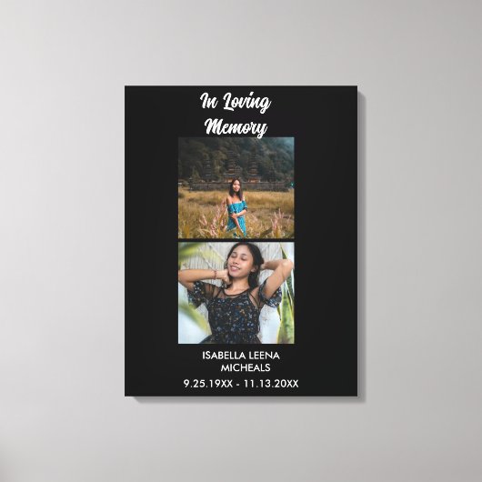 Modern Funeral Personalized 2 Photo Memorial Canvas Afdruk (Voorkant)