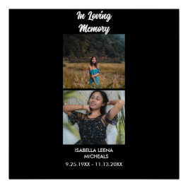 Modern Funeral Personalized 2 Photo Memorial Perfect Poster