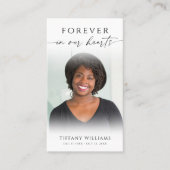 Modern Funeral Photo Forever Hearts Prayer Card Visitekaartje (Voorkant)