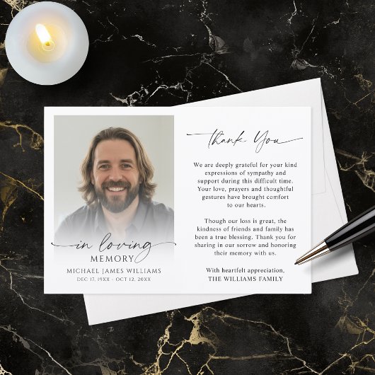 Modern Funeral Photo Thank You In Loving Memory Bedankkaart