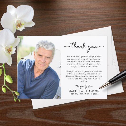 Modern Funeral Photo Thank You Sympathy Bedankkaart