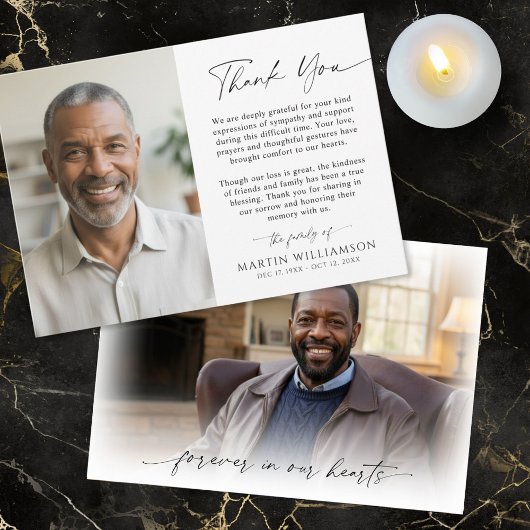 Modern Funeral Script Thank You 2 Photos Bedankkaart