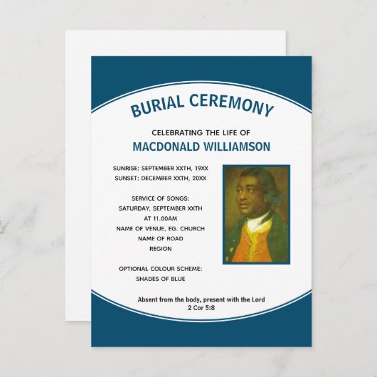 Modern Funeral Service Invitation Briefkaart (Voorkant / Achterkant)