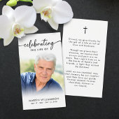 Modern Funeral Sympathy Photo Cross Prayer Card Visitekaartje